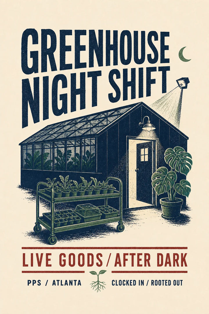 Plant Print Supply Greenhouse Night Shift Tee digital product preview