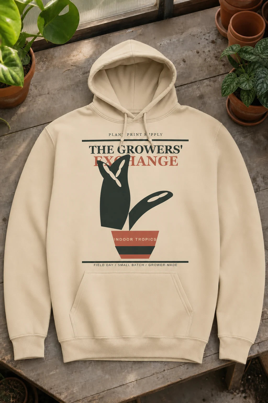 Plant Print Supply Growers Exchange Indoor Tropics sand hoodie digital product preview