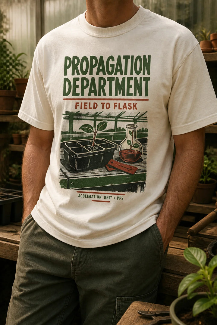 Plant Print Supply Propagation Department Field to Flask tee digital product preview