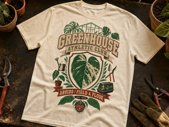 Plant Print Supply Greenhouse Athletic Club Aroids Field and Floor tee digital product preview