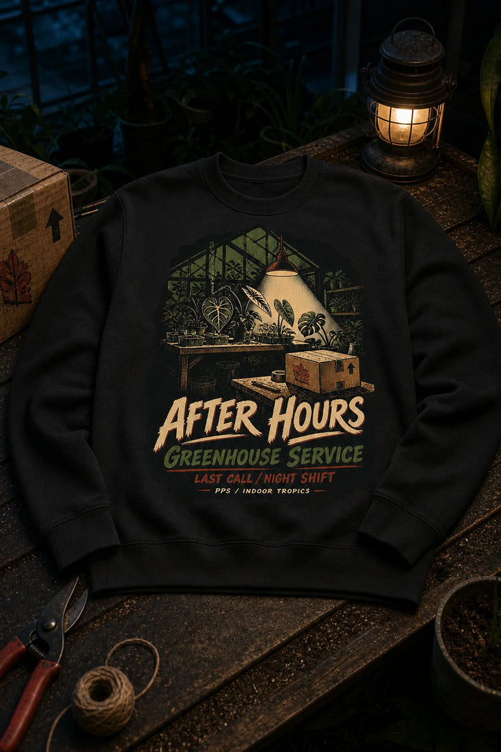 Plant Print Supply After Hours Greenhouse Service black crewneck digital product preview
